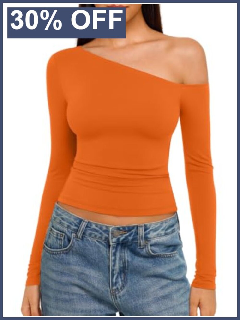Off Shoulder Long Sleeve Fitted Top Women's Stretch Knit Casual Tee